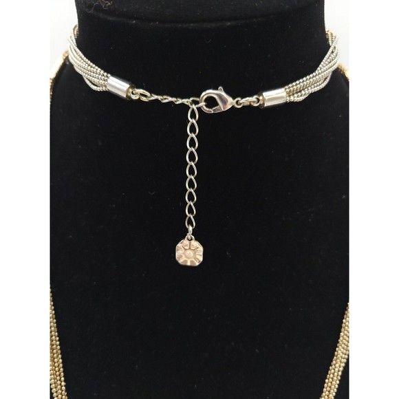 Vintage Signed Long Monet Multi Strand Necklace 8 Gold Tone Small Beaded Chains - Picture 6 of 6